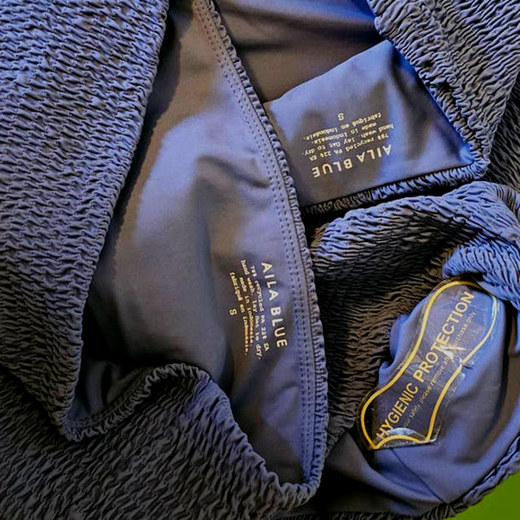 Free People Beige, Blue, and Dark Brown Bandeau Bikinis - Picture 8 of 8